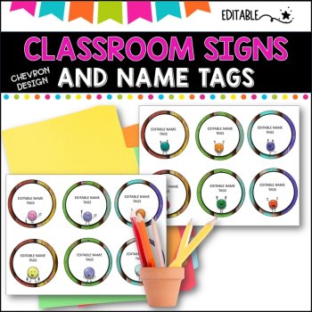 Classroom Signs and Name tags (Editable) WOOD, image 3