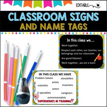 Classroom Signs and Name tags (Editable) TURQUOISE, image 2
