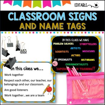 Classroom Signs and Name tags (Editable) TURQUOISE, image 3