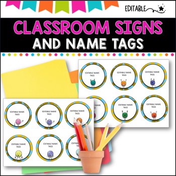Classroom Signs and Name tags (Editable) TURQUOISE, image 4