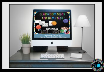 Classroom Signs and Name tags (Editable) CHEVRON, image 2
