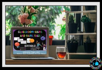 Classroom Signs and Name tags (Editable) PURPLE, image 2