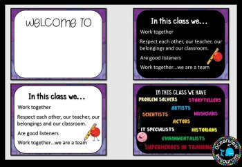 Classroom Signs and Name tags (Editable) PURPLE, image 3