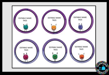 Classroom Signs and Name tags (Editable) PURPLE, image 4