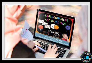 Classroom Signs and Name tags (Editable) ORANGE, image 2