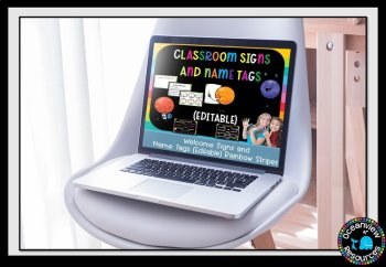 Classroom Signs and Name tags (Editable) RAINBOW, image 2