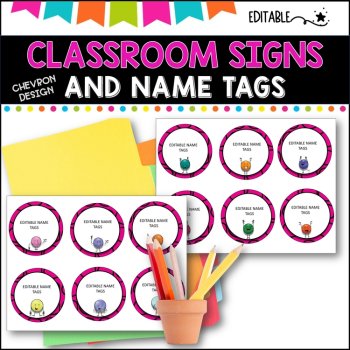 Classroom Signs and Name tags (Editable) PINK Half, image 3