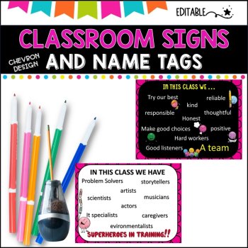 Classroom Signs and Name tags (Editable) PINK Half, image 4