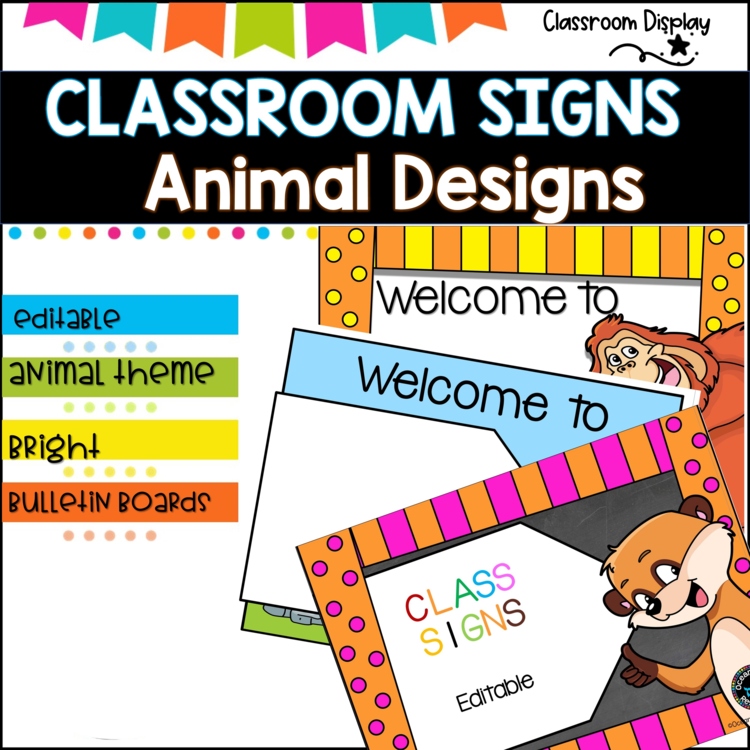 Editable Animal Sign  I Door Display I Classroom Decor