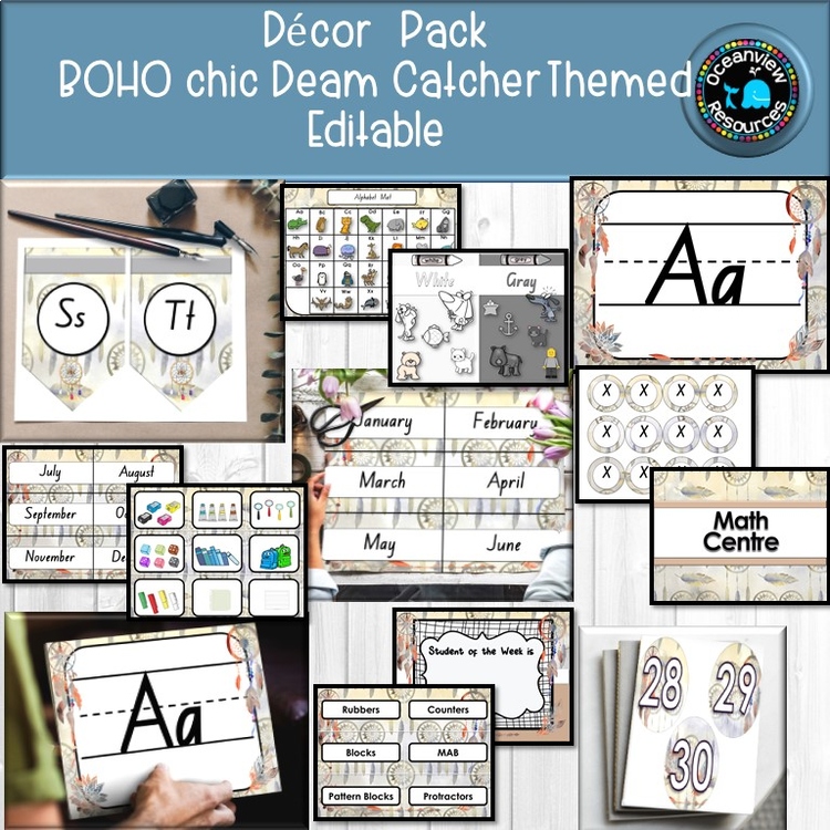CLASSROOM DECOR I DREAMCATCHER I labels, signs, posters and charts