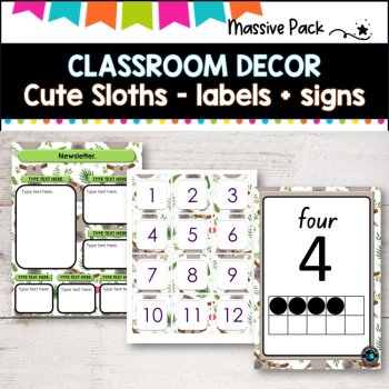 CLASSROOM DECOR I CUTE SLOTHS I labels, signs, posters and charts., image 3