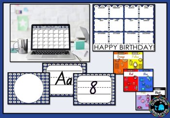 CLASSROOM DECOR I NAVY AND WHITE I labels, signs, posters and charts, image 2