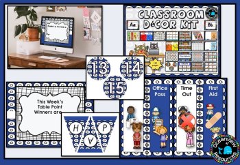 CLASSROOM DECOR I NAVY AND WHITE I labels, signs, posters and charts, image 3