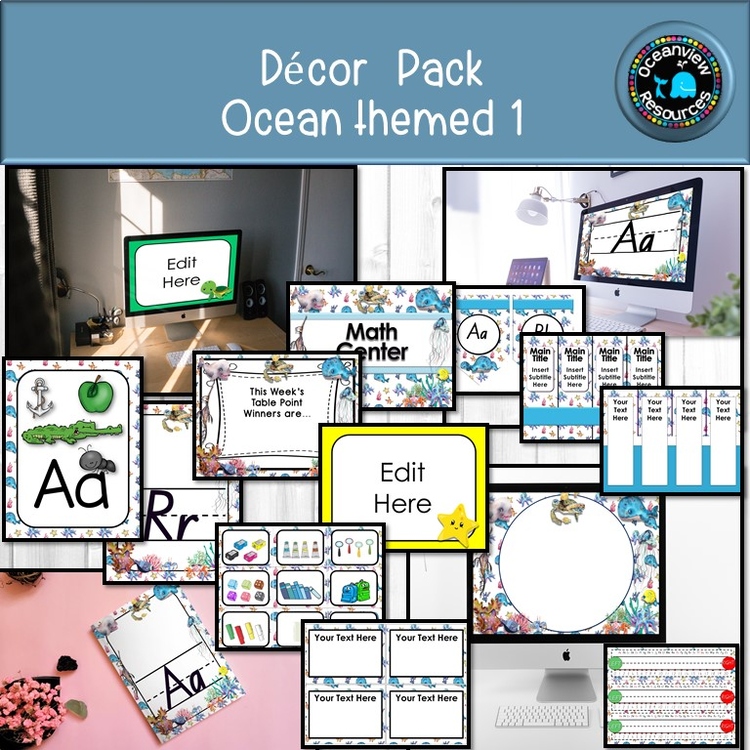 CLASSROOM DECOR I WHALES AND OCEANS I labels, signs, posters and charts