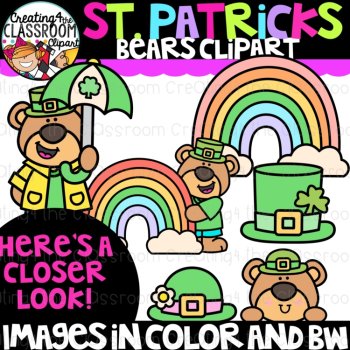 St. Patrick's Day Bears Clipart | St. Patrick's Day clipart for worksheets, image 2