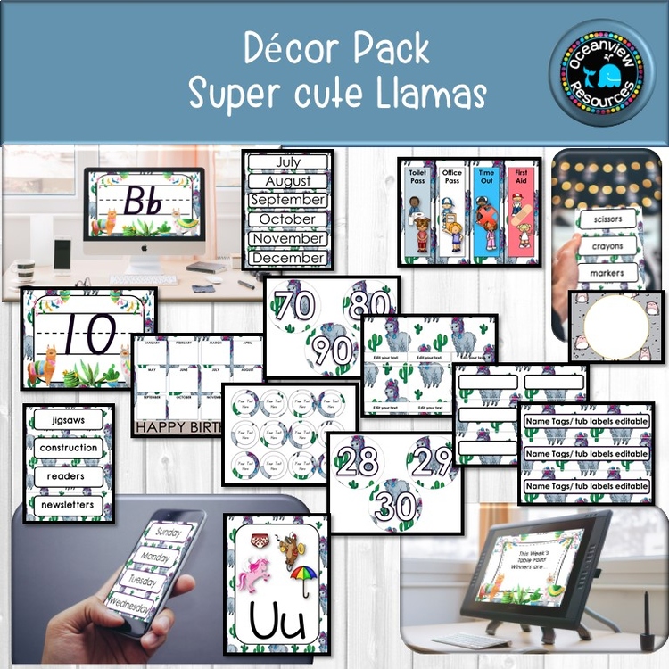 CLASSROOM DECOR I LLAMA I labels, signs, posters and charts