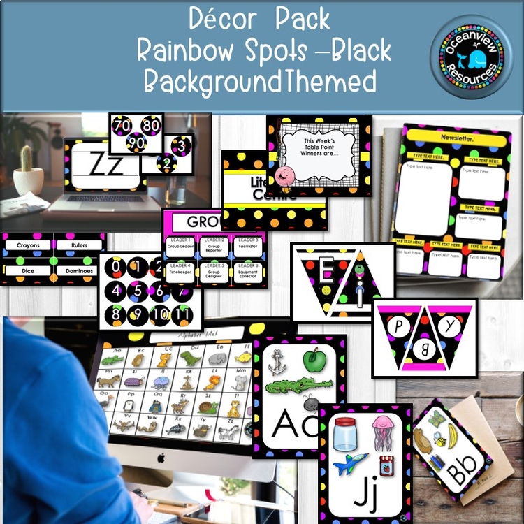 CLASSROOM DECOR I BLACK AND SPOTS I labels, signs, posters and charts