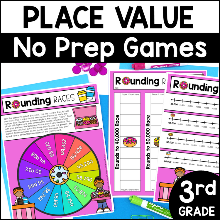 3rd Grade Place Value Games - Rounding, Expanded Notation, Comparing Numbers