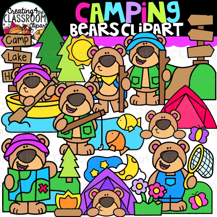 Camping Bears Clipart | Camping Clip Art for Activities and Worksheets