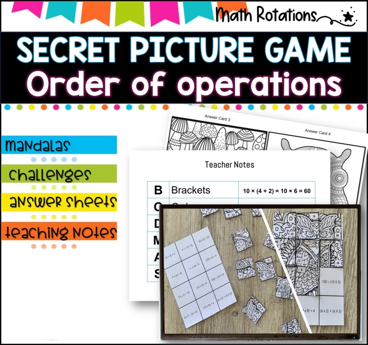 Secret Picture Tiles I Order of Operations I Grades 5-7