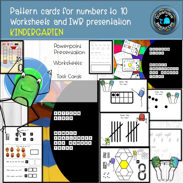 Pattern blocks numbers to 10-Kindergarten