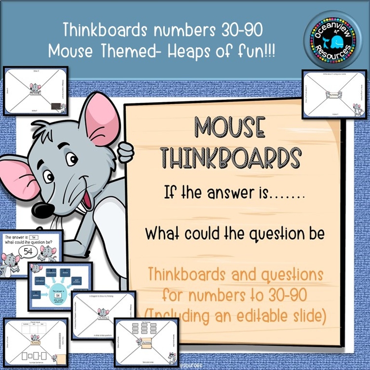 Mouse Math THINKBOARDS- What is the question?- Numbers 30-90