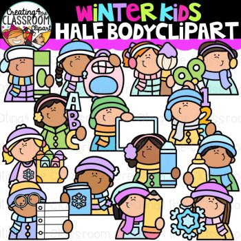 Half Body Kids MEGA Clipart Bundle, image 4