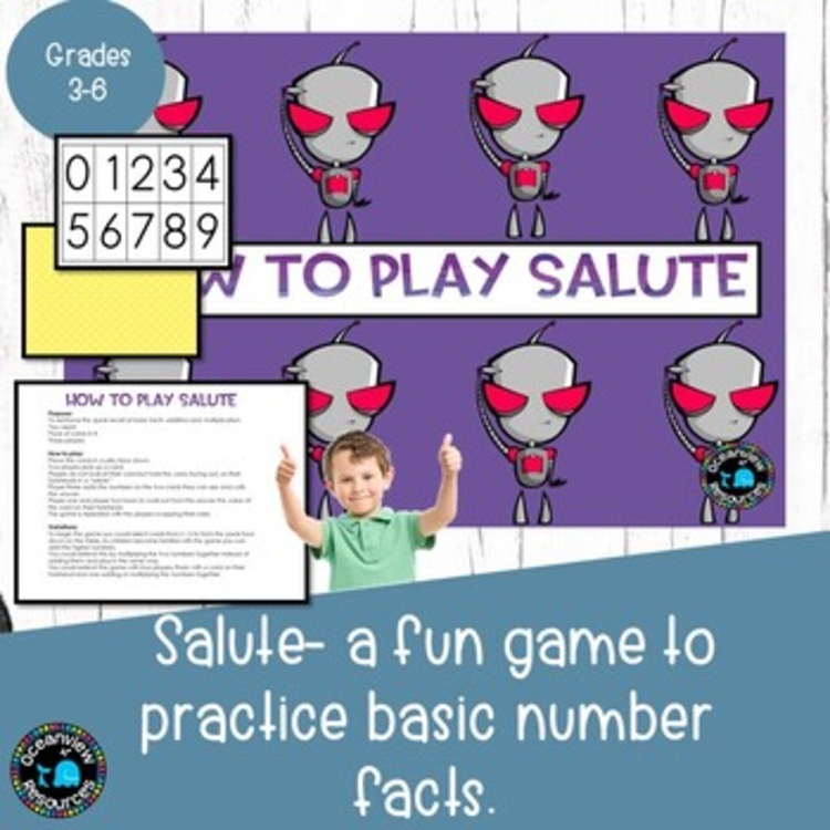 SALUTE math game for multiplication. Great math warmup game