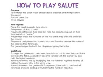 SALUTE math game for multiplication. Great math warmup game, image 2