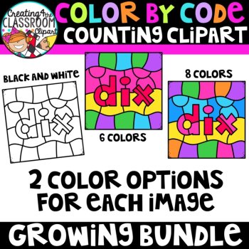 French Number Words Color by Code Clipart | French Numbers 1–10, image 2