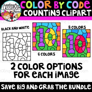 Number 10 Color by Code Clipart | Counting and Early Math Activities, image 4