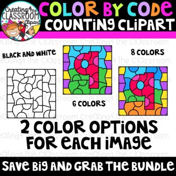 Number 9 Color by Code Clipart | Counting and Early Math Activities, image 2