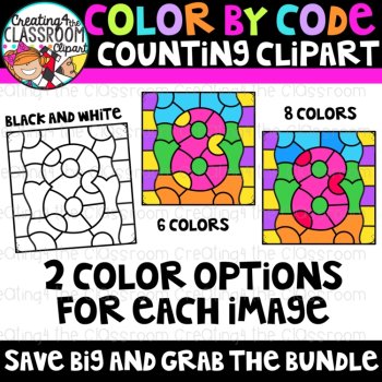 Number 8 Color by Code Clipart | Counting and Early Math Activities, image 2