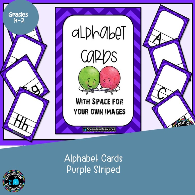 Purple Striped  Alphabet Posters with no picture clues.