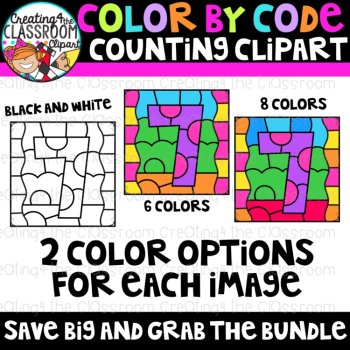 Number 7 Color by Code Clipart | Counting and Early Math Activities, image 2