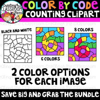 Number 6 Color by Code Clipart | Counting and Early Math Activities, image 2