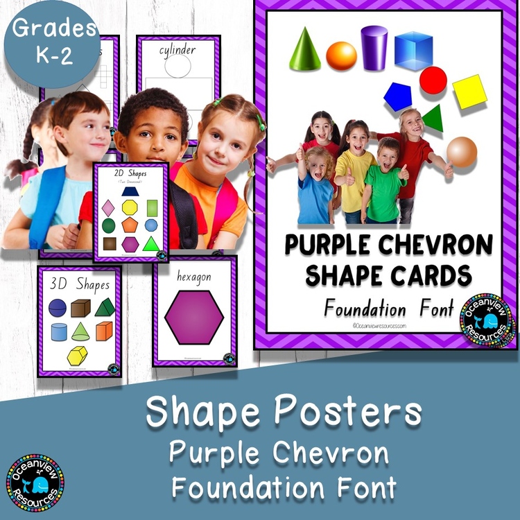 2D, 3D and Net Posters - ABC Font Purple Chevron
