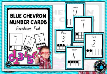 Ten Frame Number Posters -Foundation Font Blue Chevron, image 2