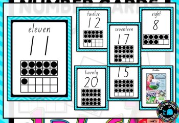 Ten Frame Number Posters -Foundation Font Blue Chevron, image 3