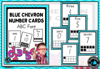 Ten Frame Number Posters -ABC Font Blue Chevron, image 2