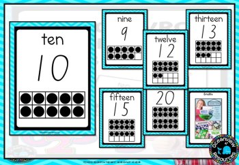 Ten Frame Number Posters -ABC Font Blue Chevron, image 3