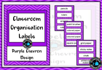 Classroom Tub Labels - Purple Chevron Design, image 2