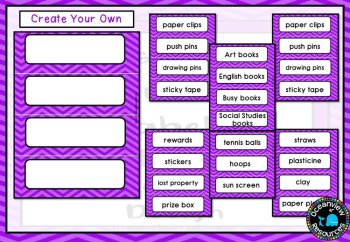 Classroom Tub Labels - Purple Chevron Design, image 3