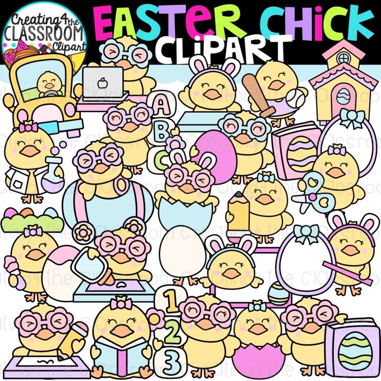 School Chick Clipart | Cute Chick Clipart | Spring Classroom Clipart