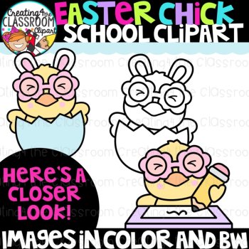 School Chick Clipart | Cute Chick Clipart | Spring Classroom Clipart, image 2