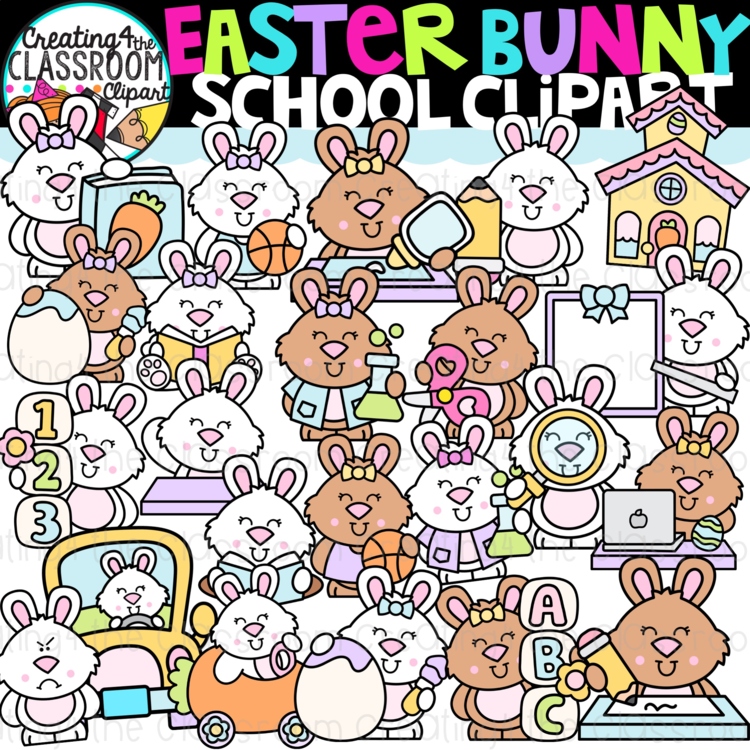 Easter Bunny School Clipart | Easter clipart for crafts and worksheets