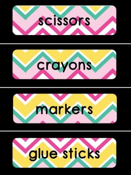 Classroom Labels - Chevron Design with black border- Back to School, image 4
