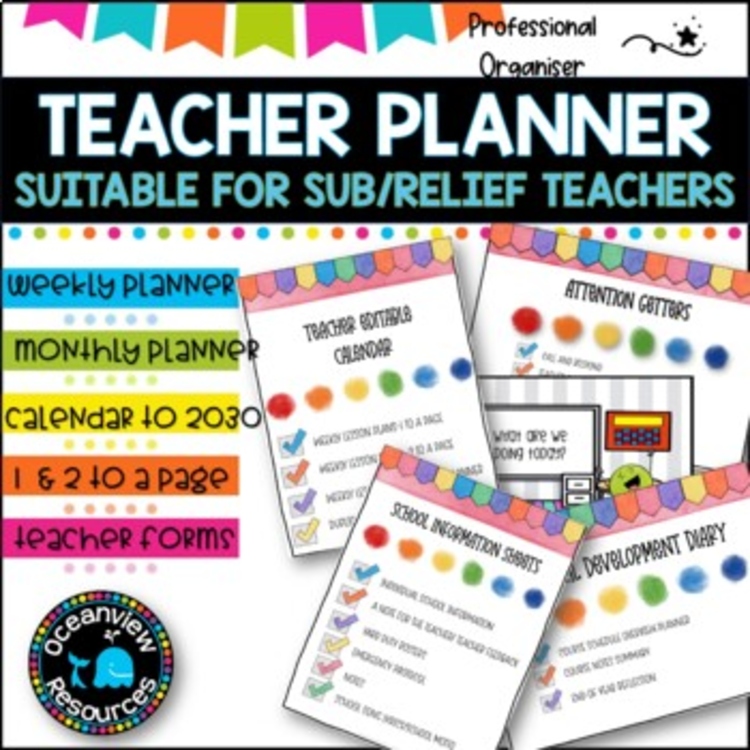 Teacher Planner up to 2030- Ideal for Sub and Relief Teachers