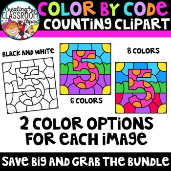 Number 5 Color by Code Clipart | Counting and Early Math Activities, image 2