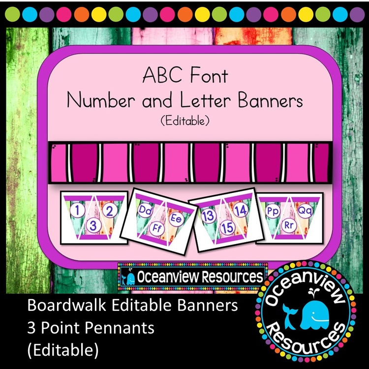Boardwalk Bunting - ABC Font (Editable) Triangle Banners